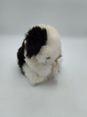 Vintage Russ Berrie Gizmo w tag Black & White Sheepdog Puppy Dog Stuffed Plush